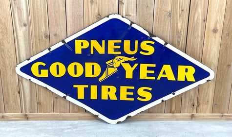 Pneus Goodyear Tires w/Logo Porcelain Sign (TAC)
