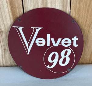 (British American) Velvet 98 Porcelain Pump Sign (TAC)