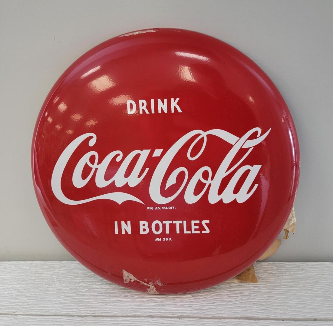 Drink Coca-Cola Metal Button Sign (TAC) (1 of 5)