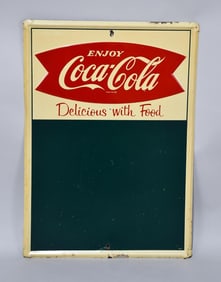 Enjoy Coca-Cola "Delicious with Food" Metal Menu Sign (TAC)