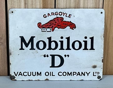Gargoyle Mobil "D" (motorcycle) Porcelain Sign (TAC)