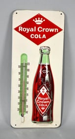 Royal Crown Cola w/Bottle Metal Thermometer (TAC)