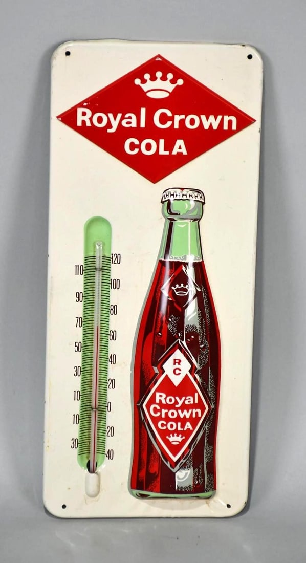 Royal Crown Cola w/Bottle Metal Thermometer (TAC) (1 of 4)