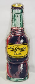 NuGrape Soda Metal Bottle Shaped Sign (TAC)
