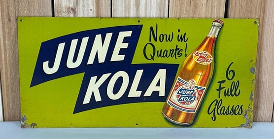 June Kola w/Bottle Image Metal Sign (TAC)
