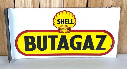 Shell Butagaz w/Logo Porcelain Flange Sign (TAC)