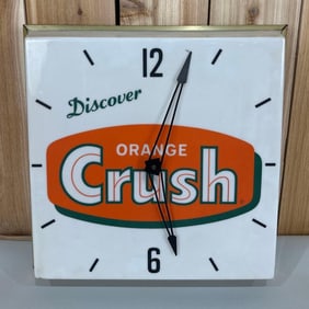 Discover Orange Crush Plastic Lighted Clock