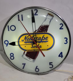 Nu-Grape Soda w/Bottle Lighted Clock