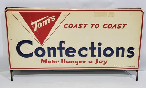 Tom's Coast-to-Coast Confections Metal Rack Topper Sign (TAC)