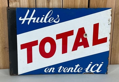 Total Huiles En Vente ICI Porcelain Flange Sign (TAC)