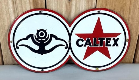Caltex Star Logo Eight-Ball Porcelain Sign (TAC)