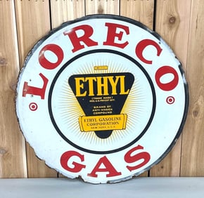 Loreco Gas w/Ethyl Logo Porcelain Sign (TAC)