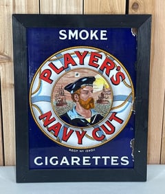 Smoke Player's Navy Cut Cigarettes w/Image Porcelain Sign (TAC)