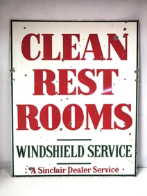 Sinclair Clean Rest Room Windshield Service Porcelain Sign (TAC)