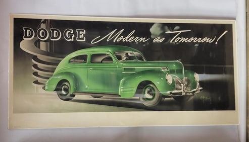 1938 Dodge "Modern as Tomorrow!" Paper Showroom Poster