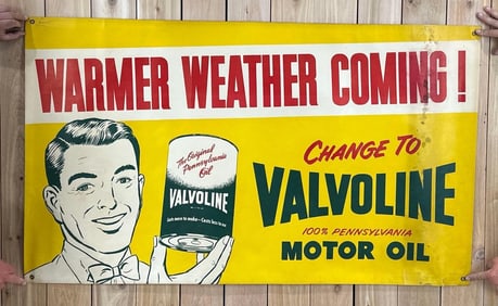 Valvoline Motor Oil "Warmer Weather Coming!" Paper Banner