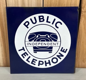 Independent Public Telephone Porcelain Flange Sign (TAC)