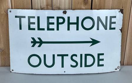 Telephone Outside w/Arrow Porcelain Sign (TAC)