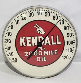 Kendall "The 2000 Mile Oil" Round Thermometer