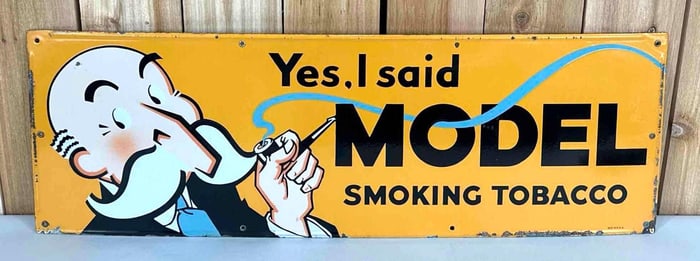 Model Smoking Tobacco w/Logo Metal Sign (TAC)