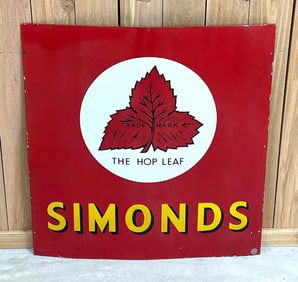 Simonds "The Hop Leaf" w/Logo Porcelain Sign (TAC)