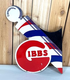 Gibbs Barber Pole Style Porcelain Flange Sign (TAC)