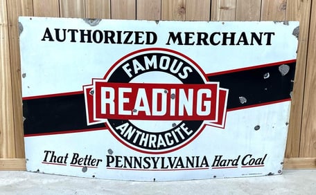 Famous Reading Anthracite Authorized Merchant Porcelain Sign (TAC)