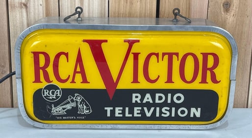 RCA Victor Radio Television w/Nipper Logo Plastic Lighted Sign (TAC)