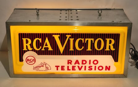 RCA Radio/Television w/Logo Double-Sided Plastic Lighted Hanging Sign