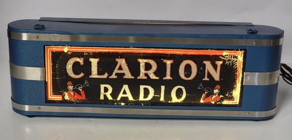 Clarion Radio Reverse Painted Lighted Sign