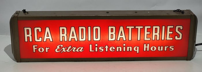 RCA Radio Batteries "for Extra Listening Hours" Lighted Sign