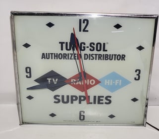 Tung-Sol Authorized Dealer TV Radio Hi-Fi Supplies Lighted Pam Clock