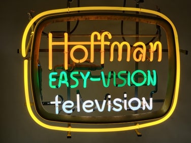 Hoffman Easy-Vision Television Skeleton Neon Sign & Transformer