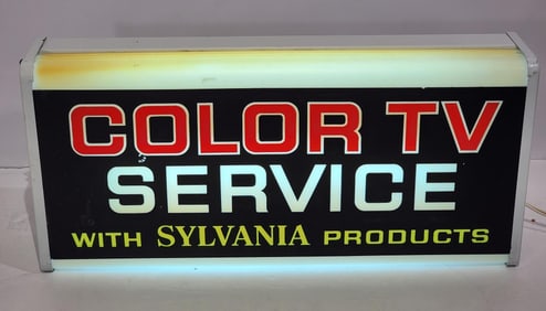 Sylvania Color TV Service Plastic Lighted Sign