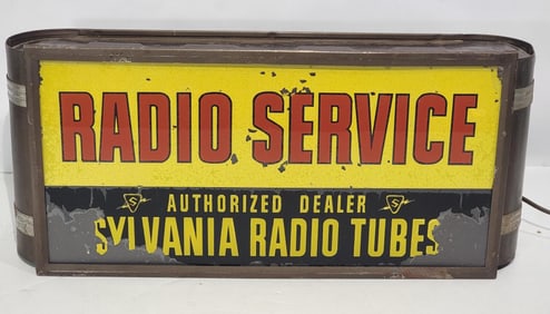 Sylvania Radio Tubes Radio Service Metal Lighted Sign