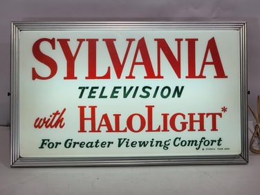 Sylvania Televison with Halolight Plastic Lighted Sign