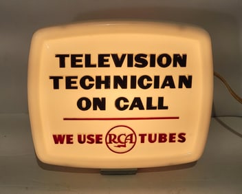 We Use RCA Tubes "Television Technician On Call" Plastic Lighted Sign