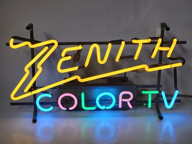 Zenith Color TV Skelton Window Neon Sign