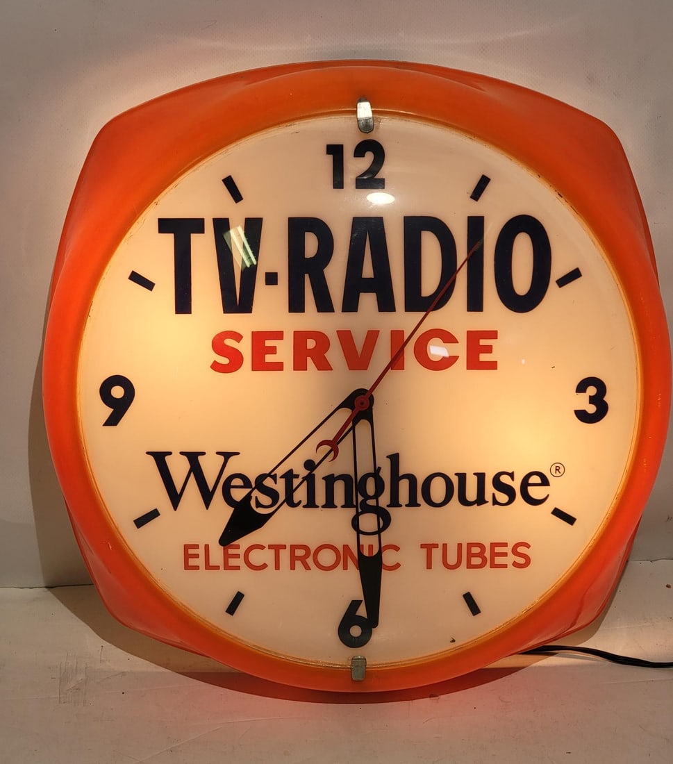 Westinghouse Electronic Tubes TV-Radio Service Glass & Plastic Clock (1 of 4)