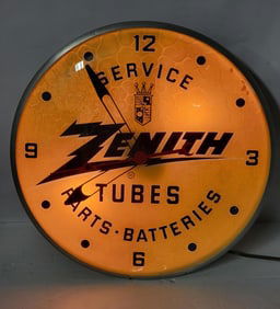 Zenith Tubes Service-Parts-Batteries Lighted Clock