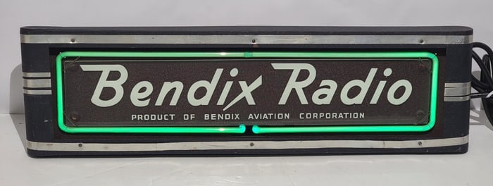 Bendix Radio "Product of Bendix Aviation Corporation" Neon Counter-Top Sign
