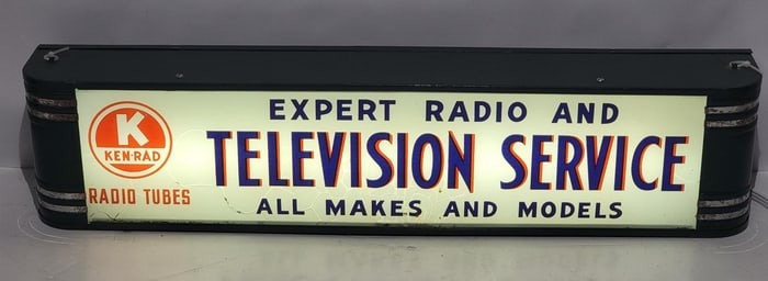 Ken-Rad Radio Tubes "Expert Radio & Television Service Lighted Sign