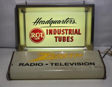 2-Plastic Lighted Sign (both damaged)