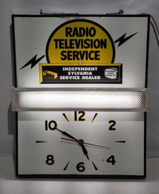 Independent Sylvania Service Dealer Radio Television Service Lighted Clock