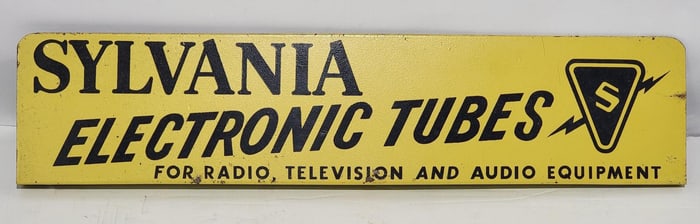 Sylvania Electronic Tubes w/Logo Metal Rack Sign