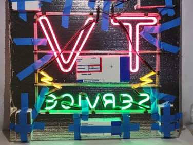 TV Service Skelton Neon Sign