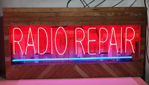 Radio Repair Window Skelton Neon Sign