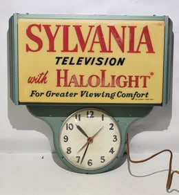 Sylvania Television with Halolight Plastic & Metal Lighted Clock