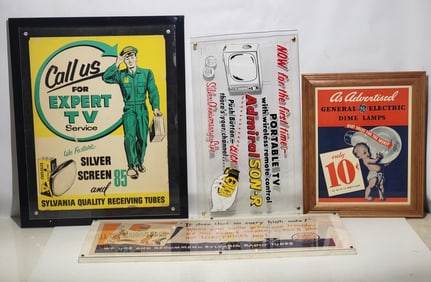 4-Paper TV & Radio Advertising Items all Framed