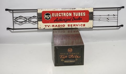 RCA TV-Radio Service Metal Door Push Sign & Metal Tip File Cabinet